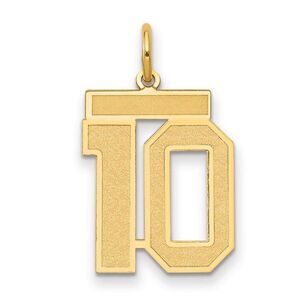 14k Yellow Gold, Jersey Collection, Medium Number 10 Pendant